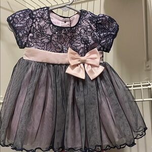 Bonnie Baby Navy and Pink Lace Dress